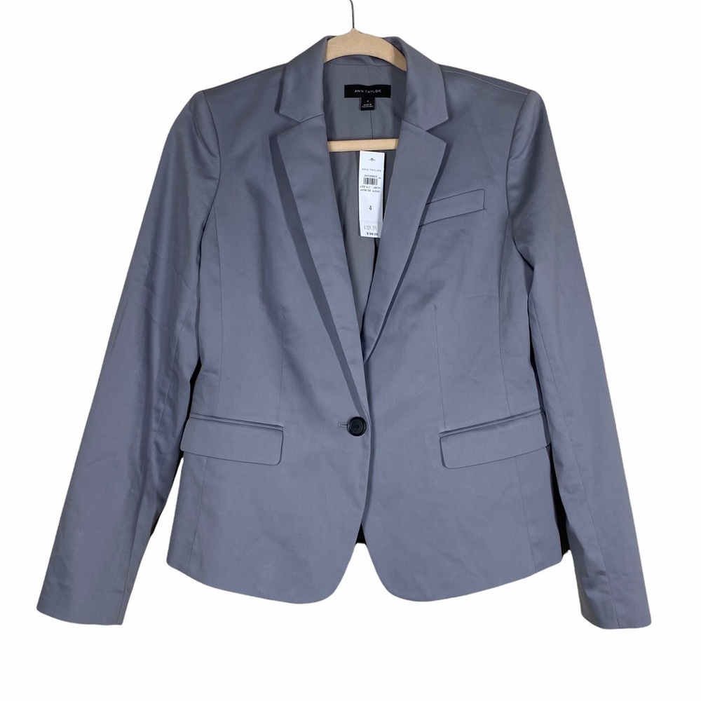 NWT Ann Taylor Light Grey The One-Button Blazer sz 4